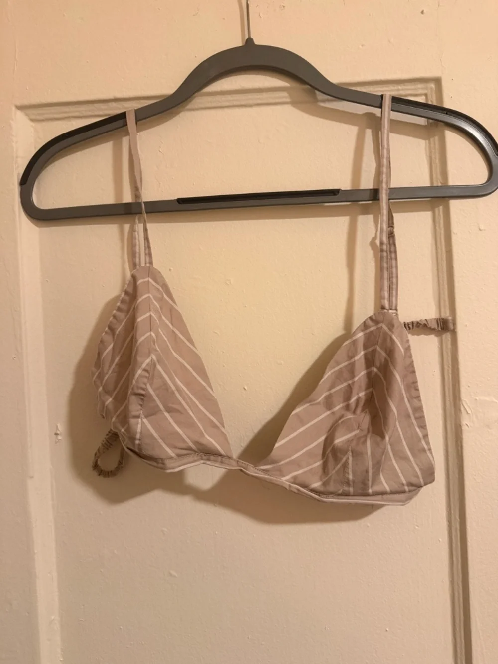 SKIMS Cotton Poplin Pinstripe Triangle Bralette in Beige - Picture 2 of 3